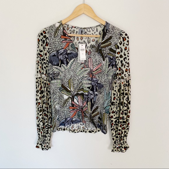 Anthropologie Bl^nk Sibley V-neck Leopard Top XS - Picture 4 of 8